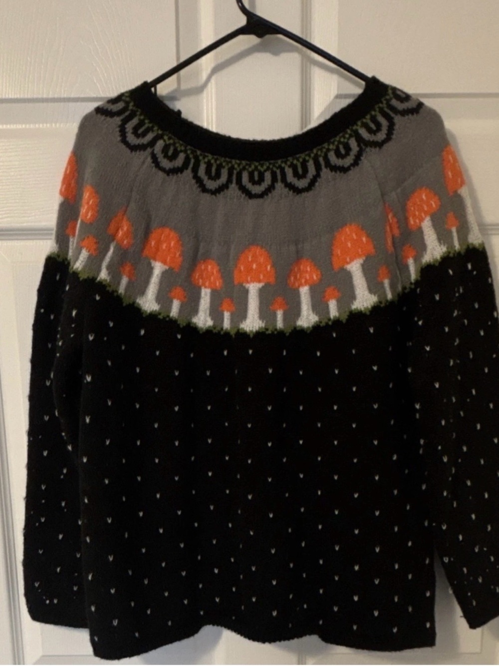 Black Mushroom Yoke Sweater - Women's Cozy Knit